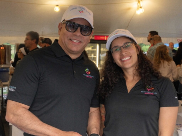 a man and woman standing