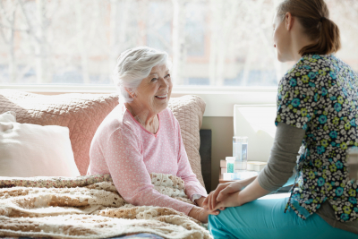 homecare nurse and elderly patient