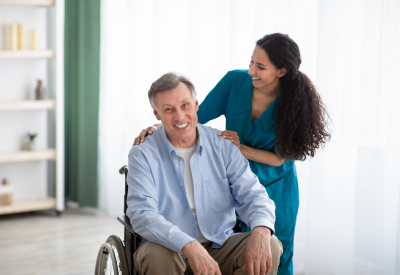 elderly man and his female nurse